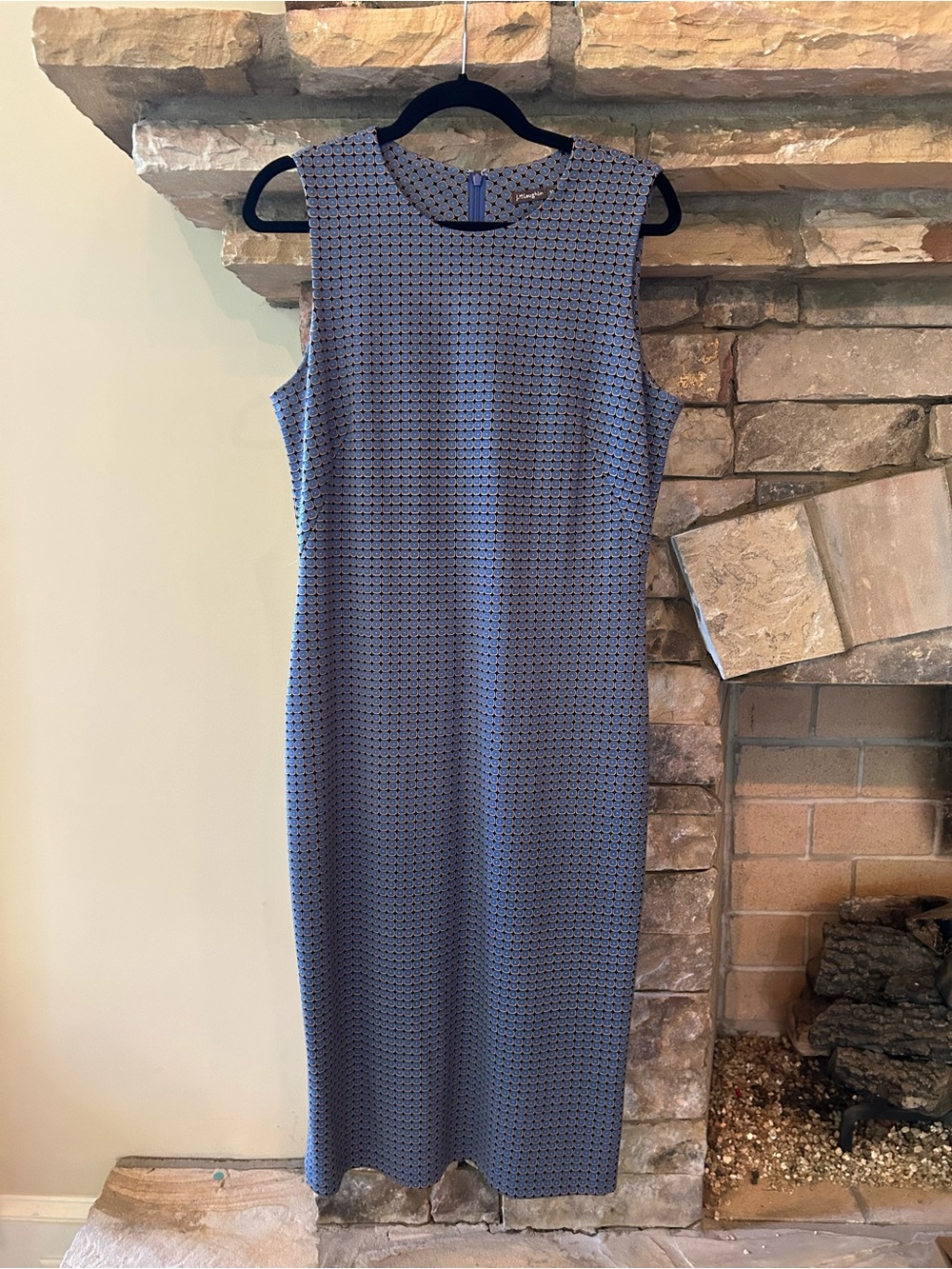 J. McLaughlin Sleeveless Blue Geometric Midi Dress